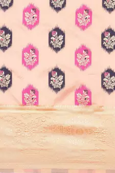Peach Woven Poly silk blend Saree With Blouse