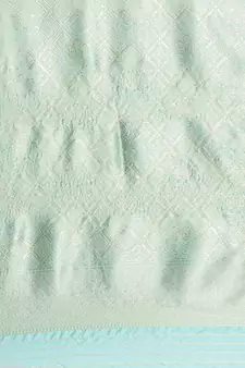 Sea Green Woven Poly Silk Blend Saree With Blouse