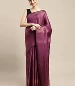 Purple Woven Silk Blend Saree With Blouse