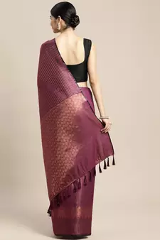 Purple Woven silk blend Saree With Blouse