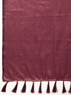 Purple Woven silk blend Saree With Blouse 4