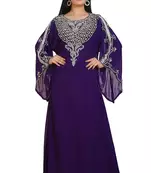 PURPLE GEORGETTE EMBELLISHED KAFTAN GOWN