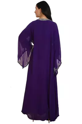 PURPLE GEORGETTE EMBELLISHED KAFTAN GOWN 2