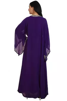 PURPLE GEORGETTE EMBELLISHED KAFTAN GOWN