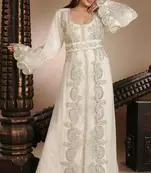 GEORGETTE EMBELLISHED KAFTAN GOWN IN CREAM