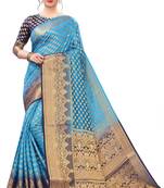 Mr & Mrs Creation Present Blue Colour Cotton Art Silk Saree With Designer Blouse Pic 