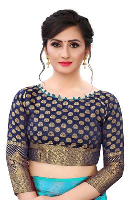 Mr & Mrs Creation Present Blue Colour Cotton Art Silk Saree With Designer Blouse Pic  5