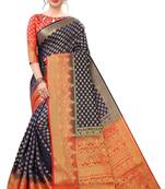 Mr & Mrs Creation Present N Blue Colour Cotton Art Silk Saree With Designer Blouse Pic 