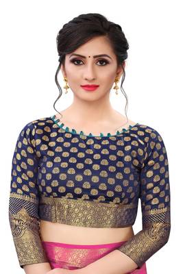 Mr & Mrs Creation Present Blue Colour Cotton Art Silk Saree With Designer Blouse Pic  5