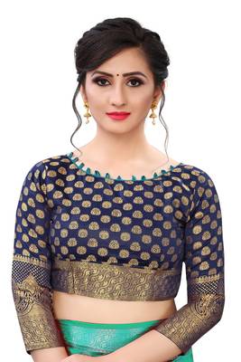 Mr & Mrs Creation Present Rama Green Colour Cotton Art Silk Saree With Designer Blouse Pic  5