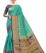 Mr & Mrs Creation Present Rama Green Colour Cotton Art Silk Saree With Designer Blouse Pic 