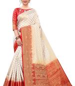 Mr & Mrs Creation Present White Colour Cotton Art Silk Saree With Designer Blouse Pic 