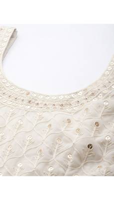 Off White Embroidered Semi-Stitched Lehenga & Unstitched Blouse With Dupatta 3