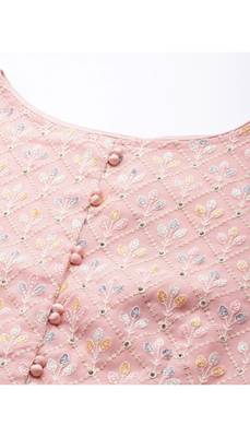 Pink Embroidered Sequinned Georgette Semi-Stitched Lehenga & Unstitched Blouse With Dupatta 3