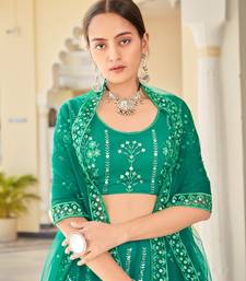 Firozi Blue Sequins Soft Net Semi-Bridal Special Lehenga Choli