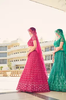 Firozi Blue Sequins Soft Net Semi-Bridal Special Lehenga Choli