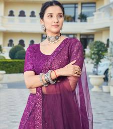 Wine Purple Bridal Special Soft Net Heavy Embroidered Lehenga Choli