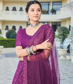 Wine Purple Bridal Special Soft Net Heavy Embroidered Lehenga Choli