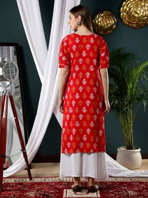 Red printed rayon kurtas-and-kurtis 4
