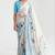 VSAREE PEARL WHITE & BLUE SATIN SILK DIGITAL PRINTED SAREE