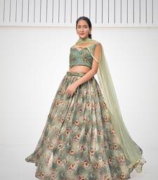 Green Organza Printed Lehenga 