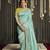 Turquoise woven silk saree with blouse