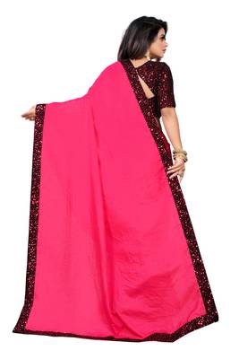 Pink Embroidered Silk Zari Saree With Blouse 3