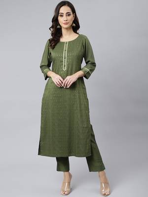 Green embroidered silk ethnic-kurtis 2