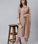 Pink embroidered viscose ethnic-kurtis