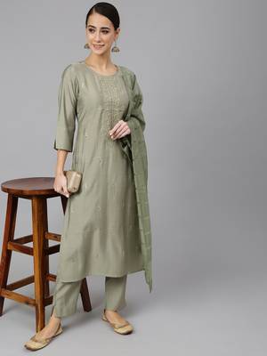 Green embroidered viscose ethnic-kurtis 1