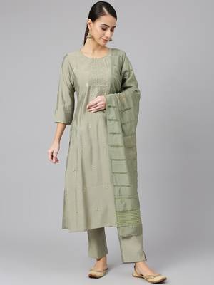 Green embroidered viscose ethnic-kurtis 3