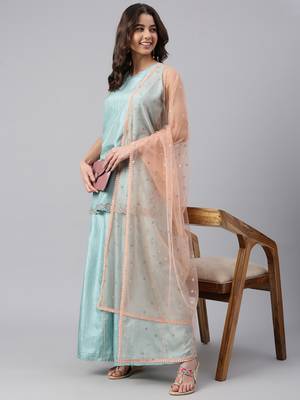 Green embroidered silk ethnic-kurtis 2