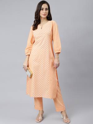 Orange printed cotton ethnic-kurtis 1
