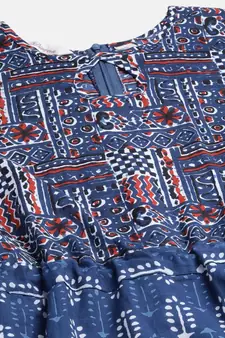 Blue printed poly cotton jumpsuits