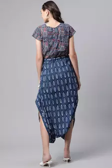 Blue printed poly cotton jumpsuits