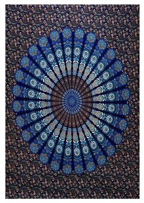  Bohemian Art Wall Hanging Bedspread Bedcover Beach Throw Blanket Yoga Mat Tapestry (Blue) 3