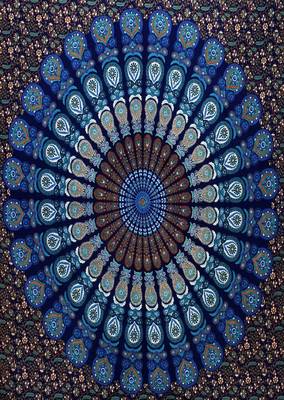  Bohemian Art Wall Hanging Bedspread Bedcover Beach Throw Blanket Yoga Mat Tapestry (Blue) 4