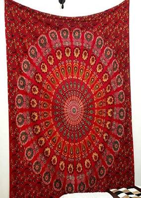  Bohemian Art Wall Hanging Bedspread Bedcover Beach Throw Blanket Yoga Mat Tapestry (RED) 5