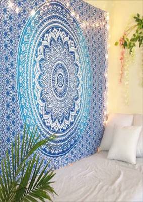 College Room Dorm Tapestry Single Bedsheet Beach Towel Picnic mat Decoration (Blue) 5
