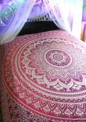 College Room Dorm Tapestry Single Bedsheet Beach Towel Picnic mat Decoration (PURPLE) 5