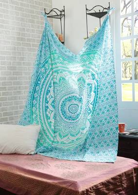 College Room Dorm Tapestry Single Bedsheet Beach Towel Picnic mat Decoration (GREEN) 1