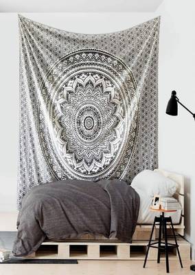 College Room Dorm Tapestry Single Bedsheet Beach Towel Picnic mat Decoration (BLACK) 4