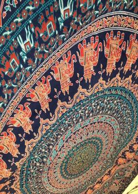 Bed Bedsheet Bedcover Bedspread Tapestry Single Bedsheet Psychedelic Boho Tie Dye Printed Wall Hanging Decoration(MULTI) 3