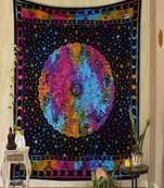 VKMarotia Rashi Bohemian Tie Dye Tapestry Printed Wall Hanging 100% Cotton Double Bedsheet (Multi)