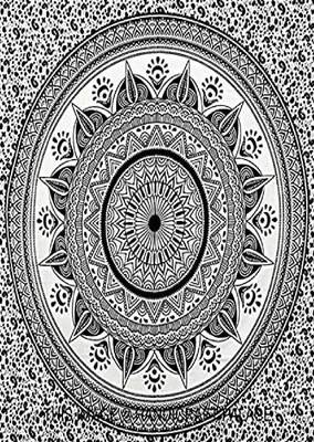 VKMarotia Traditional Rajasthani Print Decorative Double Bed Bedsheet,Bedcover,Wall Decor Hanging Sheet (Black) 2