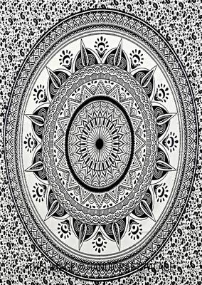 VKMarotia Traditional Rajasthani Print Decorative Double Bed Bedsheet,Bedcover,Wall Decor Hanging Sheet (Black) 4