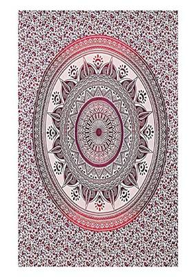 VKMarotia Traditional Rajasthani Print Decorative Double Bed Bedsheet,Bedcover,Wall Decor Hanging Sheet (PINK) 5