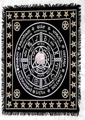 Top Cloth Wiccan Square Spiritual Sacred Cloth (Large, Pagan Wheel Gold Silver)  1