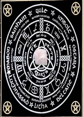 Top Cloth Wiccan Square Spiritual Sacred Cloth (Large, Pagan Wheel Gold Silver)  2