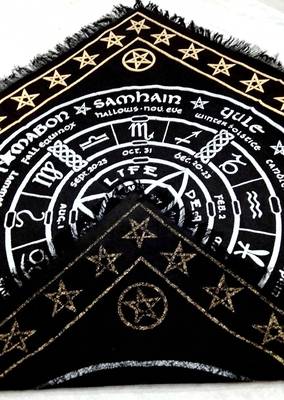 Top Cloth Wiccan Square Spiritual Sacred Cloth (Large, Pagan Wheel Gold Silver)  4